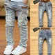 IENENS 4-11Y Boys Slim Straight Jeans Summer Classic Light Color Bottoms Children Denim Long Pants