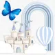 36/67Inch Blue Castle Kt Board Hot Air Balloon Baby Decoration Cardboard Cutout Party Backdrop for