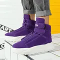 Fashion Design Purple Men's Street Shoes Slip-on Hook and Loop Platform Shoes For Man Lightweight