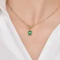 Real 14K Gold Emerald Necklace Pendant for Women Anillos De Collares Mujer Geometric Origin Emerald