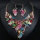 Zlxgirl Colorful Rhinestone Crystal women's wedding necklace earring jewelry set Mixed Color Enamel