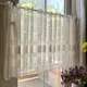 1pc Beige Lace Short Curtians For kitchen Cafe Study Room Door Half Sheer Voile Star Design