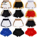 Muay Thai Shorts Plain Gold Tassels Boxing Shorts Womens Mens Kids Satin Kickboxing Fight Pants