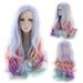 Pjtewawe Women Fashion Wig Silk Long High Play Wig Rainbow Hair Temperature Curl Split Curl Daily Wig Color Red Gradient Long Role Ice Wig
