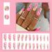 Winter Warm Price Stiwee Home Decor Nail Sticker 24pcs Long Ballet Nails Dyed And Spliced Nails Removable Ultra-thin Nails 10ml