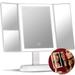 Large Makeup Mirror with Natural LED Lights Lighted Trifold Vanity Mirror with 5x & 7x Magnifications - Dimmable Lights Touch Screen Cosmetic Stand (Sora)