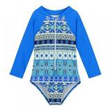 GYRATEDREAM Baby Girl Swimsuits Set Rash Guard Bathing Suits for Toddler Girls Kids Swimwear Blue Geometric 2-3 Years