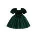 wybzd Christmas Toddler Baby Girl Velvet Lace Tutu Dress Short Sleeve Formal Party Fall Winter Dresses with Belt