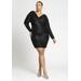 Plus Size Women's Mini Cowl Sequin Dress by ELOQUII in Black Onyx (Size 18)