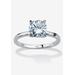 Women's 2 Tcw Round Cubic Zirconia Solitaire Ring In .925 Sterling Silver by PalmBeach Jewelry in Silver (Size 6)