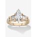 Women's 2.69 Cttw 14K Gold-Plated Silver Marquise-Cut Cubic Zirconia Engagement Ring by PalmBeach Jewelry in Gold (Size 7)