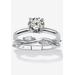 Women's 1.48 Cttw. Cubic Zirconia Sterling Silver 2-Pc. Solitaire Vine Bridal Ring Set by PalmBeach Jewelry in Silver (Size 8)