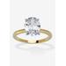 Women's 2.54 Tcw Cubic Zirconia 18K Gold-Plated Oval Solitaire Engagement Ring by PalmBeach Jewelry in Gold (Size 6)