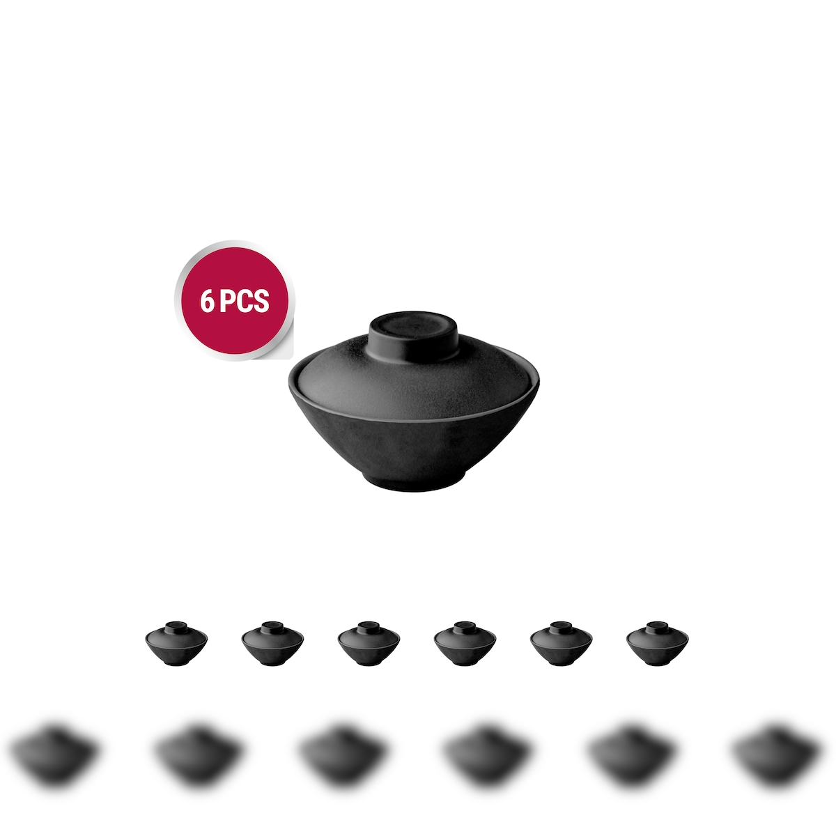 Stylepoint- 6x Schale mit Deckel - MST-BL6408 14,2x6cm 375ml - Asia Image