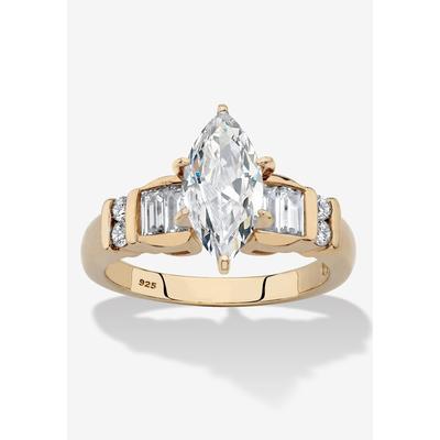 Women's 2.69 Cttw 14K Gold-Plated Silver Marquise-Cut Cubic Zirconia Engagement Ring by PalmBeach Jewelry in Gold (Size 8)