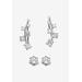 Women's 2.22 Cttw. Cubic Zirconia .925 Silver Ear Climber And Stud 2-Pair Earring Set by PalmBeach Jewelry in Silver