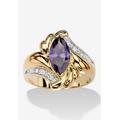 Women's 2.05 Tcw Marquise-Cut Simulated Purple Amethyst Cocktail Ring Gold-Plated by PalmBeach Jewelry in Purple (Size 8)