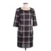 Connected Apparel Casual Dress - Shift: Gray Plaid Dresses - Women's Size 8 Petite