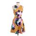 Soprano Casual Dress - Mini Crew Neck Sleeveless: Yellow Floral Dresses - Women's Size Medium