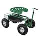 Wheeled Garden Cart Seat Heavy Duty Swivel Mobile Tool Tray Utility Basket Gardening Landscape Weeding Outdoor Work Stool