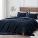 BEDELITE Fleece Queen Comforter Set -Super Soft & Warm Fluffy Navy Blue Bedding, Luxury Fuzzy Heavy Bed Set for Winter with 2 Pillow Cases
