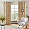 Catherine Lansfield Downstairs Faux Silk 66x90 Inch Blackout Thermal Insulating Eyelet Curtains Two Panels Champagne Gold