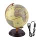 Yuecoom 25CM 3D Antique Globe, Rotating Educational Vintage Globe with Base and USB Cable for Geography Enthusiasts and Students(25cm)