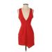 NBD X the NAVEN twins Casual Dress - Mini V-Neck Sleeveless: Red Print Dresses - Women's Size X-Small