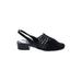 Karen Scott Flats: Slingback Chunky Heel Casual Black Print Shoes - Women's Size 6 - Almond Toe