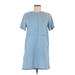 H&M Casual Dress - Shift High Neck Short sleeves: Blue Print Dresses - Women's Size 8