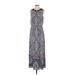 London Times Casual Dress - Maxi: Blue Paisley Dresses - Women's Size 4