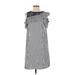 Pinko Casual Dress - Shift Crew Neck Short sleeves: Gray Stripes Dresses - Women's Size 40