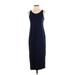 Eileen Fisher Casual Dress - Midi Scoop Neck Sleeveless: Blue Print Dresses - Women's Size Small Petite