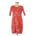 Ann Taylor Casual Dress - Mini Scoop Neck 3/4 sleeves: Orange Dresses - Women's Size Small