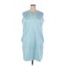 Stella Parker Casual Dress - Mini V-Neck Sleeveless: Blue Dresses - Women's Size X-Large