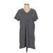 Lands' End Casual Dress - Mini V Neck Short sleeves: Gray Print Dresses - Women's Size Small