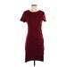 Casual Dress - Sheath: Burgundy Solid Dresses - Women's Size Small
