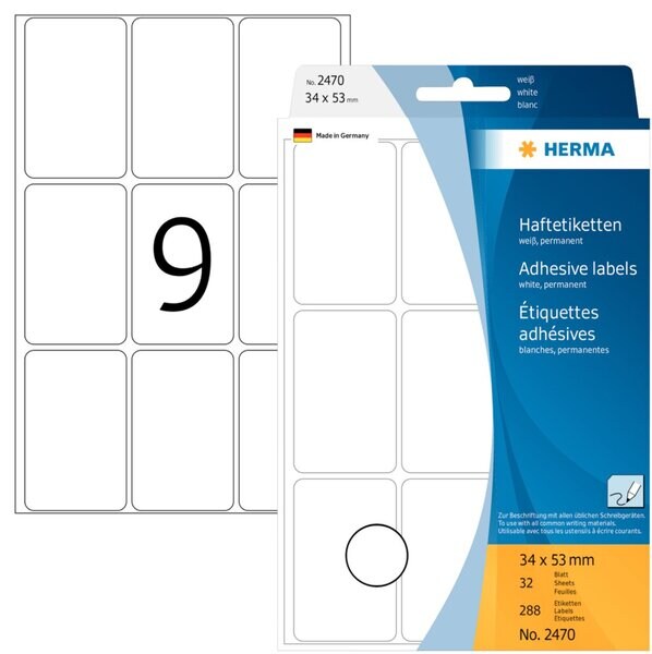 HERMA Vielzweck-Etiketten, 34 x 53 mm, weiß, Großpackung Image