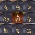 Collier lettre creuse en acier inoxydable pour femme pendentif alphabet initial bijoux de fête