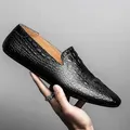 Mocassins en cuir véritable pour hommes chaussures de conduite décontractées mocassins