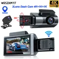 Caméra de tableau de bord à 3 objectifs pour voitures enregistreur vidéo Wi-Fi caméra de recul