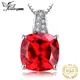 JewelryPalace 4.7ct Created Red Ruby 925 Sterling Silver Pendant Necklace for Women Cushion Cut