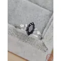 S925 Sterling Silver Ring Oval Black Agate Set with Diamond Simple Design in Europe and America Prom