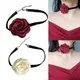 Elegant Big Flower Choker Necklace for Women Trendy Lady Long Knotted Rope Chain Necklace Fashion