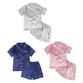 Summer Children Pajamas Sets Baby Suit Kids Clothes Toddler Pajamas Two Piece Set Ice Silk Satin