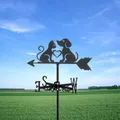 1 Pc Dogs and Cats Weathervane Silhouette Art Black Metal Wind Vanes Outdoors Decorations Garden For