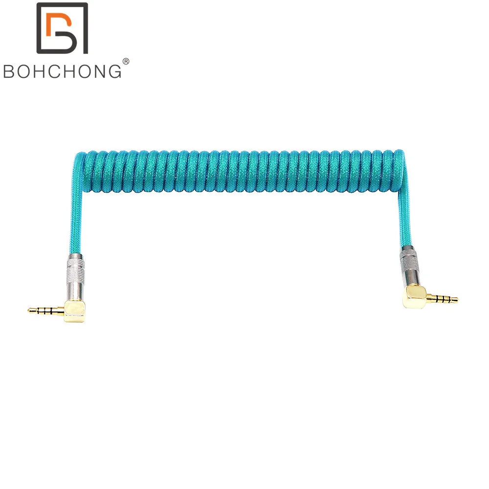 3,5mm TRS TRRS zu TRRS Frühling Spule Coiled Kabel für Split Tastatur RITT Sc7 Durch VIDEOMIC Video Micro-typ Mikrofone Audio Kabel Image