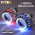 2.5 pollici Bi-xenon lenticolare proiettori lenticolari H1 H4 H7 HID Bi-xenon Ver 9.5 faro per auto lente per proiettore in metallo doppio LED turbina ottica Angel Eyes Halo Rings Retro accessori auto