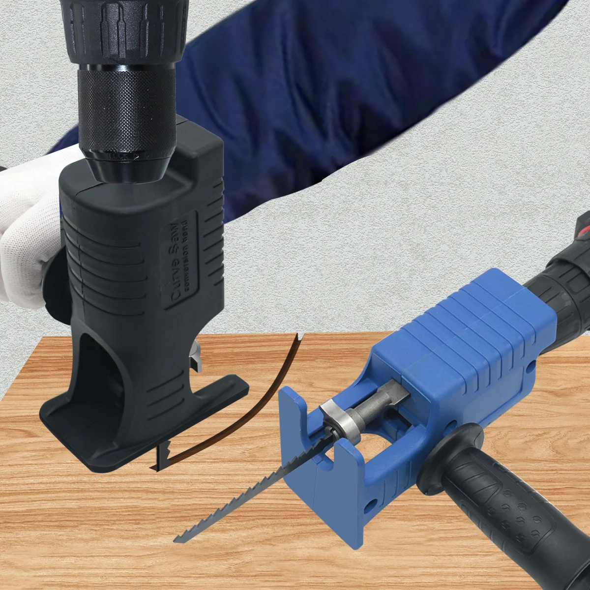 Holz PVC Stahl Rohr Schneiden, Tragbare Säbelsäge Adapter Elektrische Bohrmaschine Modifizierte Elektrische Stichsäge Kurve Säge Power Tool Image