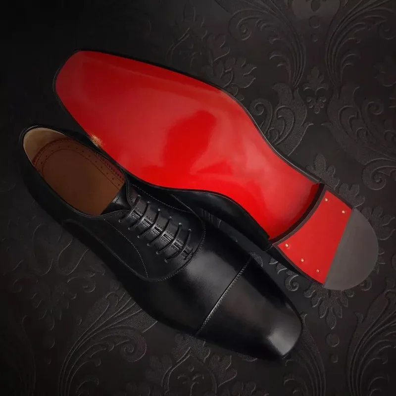 Herren-Oxford-Schuhe mit roter Sohle, Business-Büro, atmungsaktive Schnürschuhe für Herren, Chaussure Homme